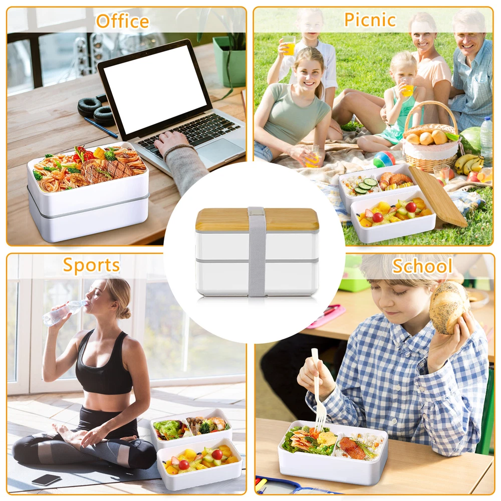 Japanese Bento Boxes Lunch Box Microwave Food Container Portable Picnic 1400ML