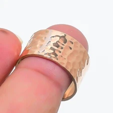 Pure Uncoated Solid Hammered Statement Copper Ring Band for Men & Women 59