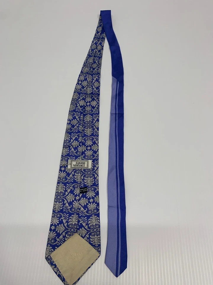 Corbata Gianni Versace azul/blanco para hombre A56 Foto 2 de 4