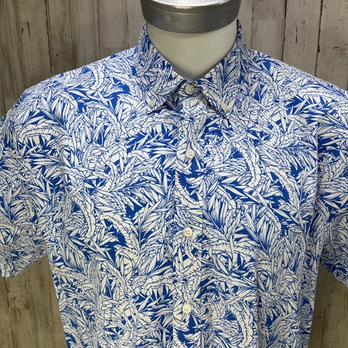 Crown And Ivy Shirt Men's Sz L Blue Floral Classic Fit Short Sleeves Button MB2 - Picture 2 of 12