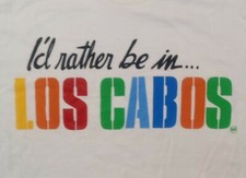 vintage Los Cabos Mexico Souvenir Rainbow Lettering t shirt Small 50/50