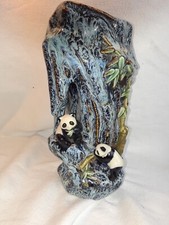 Panda Vase 10" Blue Black hallucination forest blend dripping rock 10" pandas hm