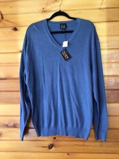 Jos.A.Bank Signature Collection Sweater Men s XL Blue Cotton V-Neck Pullover New