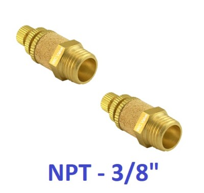 Brass Flow Control Silencer 3/8'' NPT Pneumatic Air Exhaust Muffler 2 Pieces
