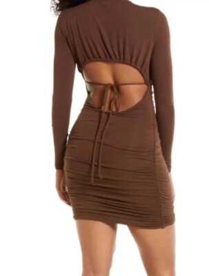 naked wardrobe brown dress Modal Open Back Dome Maxi Dress