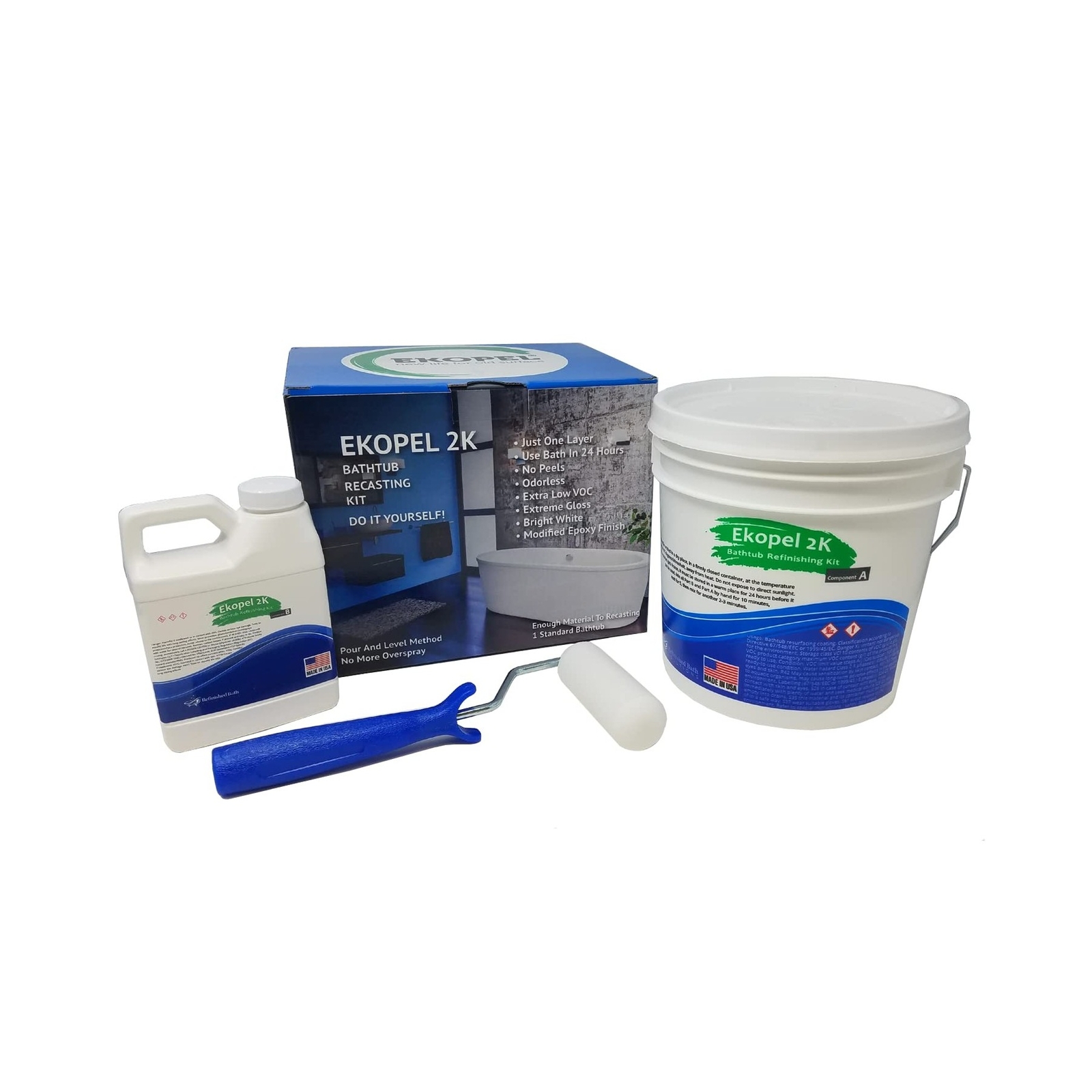 Ekopel 2K Bathtub Refinishing Kit Odorless DIY Sink and Tub Reglazing