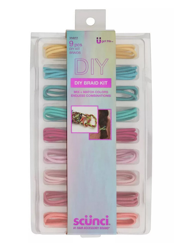 Scunci Kids Hair Accessory DIY Braid Kit Mix Match Colors 9pcs