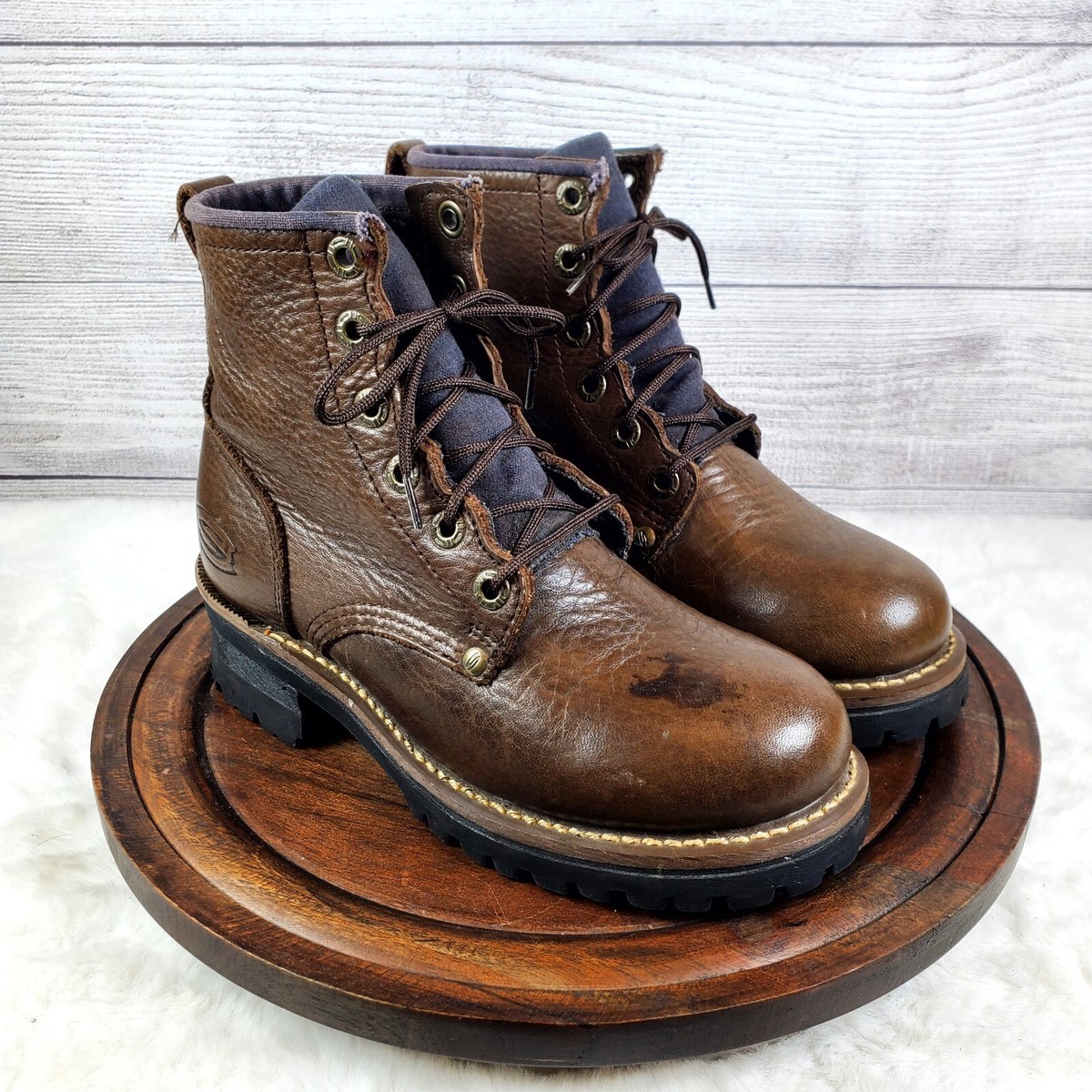 Skechers Boots Womens 6.5 Lace Up Chunky Heavy Brown Leather Y2K
