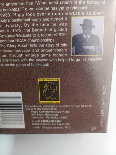 The Glory Road: Adolph Rupp und Kentucky Basketball 1930-72. (VHS 1991) - Bild 7 von 8