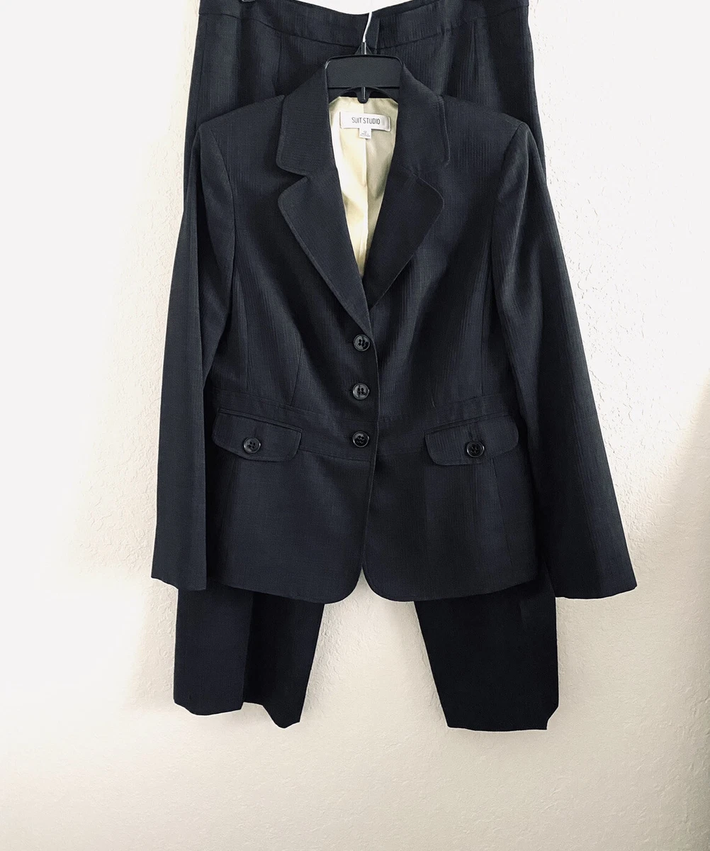 Suit Studio Black 2 Piece Pants Suit Size 12