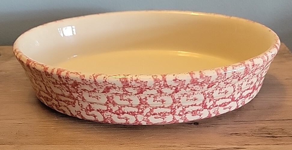 Roseville Spongeware Pottery by Gerald E. Henn Oval Dish/Bowl 10x7