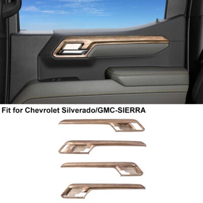 Wood Grain For Chevy Silverado/GMC Sierra 22+ Inner Door Handle Bezel Cover Trim