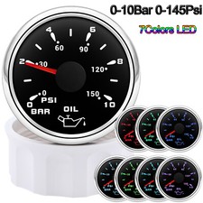 2 52mm Boat Oil Pressure Gauge 0-10bar 0-150psi Pressure Meter For Car Truck