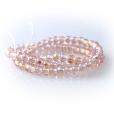 Rose Pink AB - 100 3mm Round Czech Glass Pressed Druk Beads