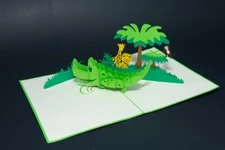 3D Pop Up Card Kids Animals Crocodile Monkey Lion Giraffe. US Shipping