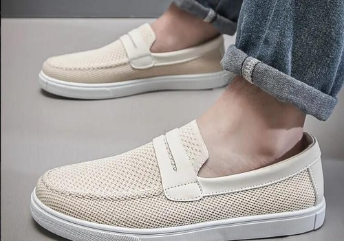 Męskie wsuwane półbuty Casual Low Top Sneakersy Oddychająca biała podeszwa Pasek Detal - Zdjęcie 6 z 24
