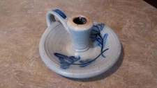 Rowe Pottery Works Salt Glaze Stoneware Chamberstick Candle Holder Country Home