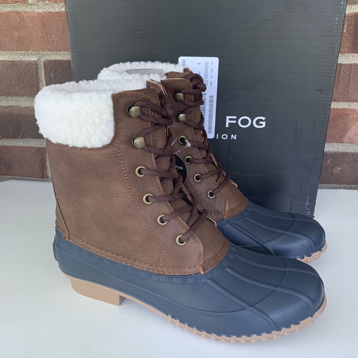 London Fog Women's LFW WINDCHILL Ankle Lace Up Wellies Rain Boots