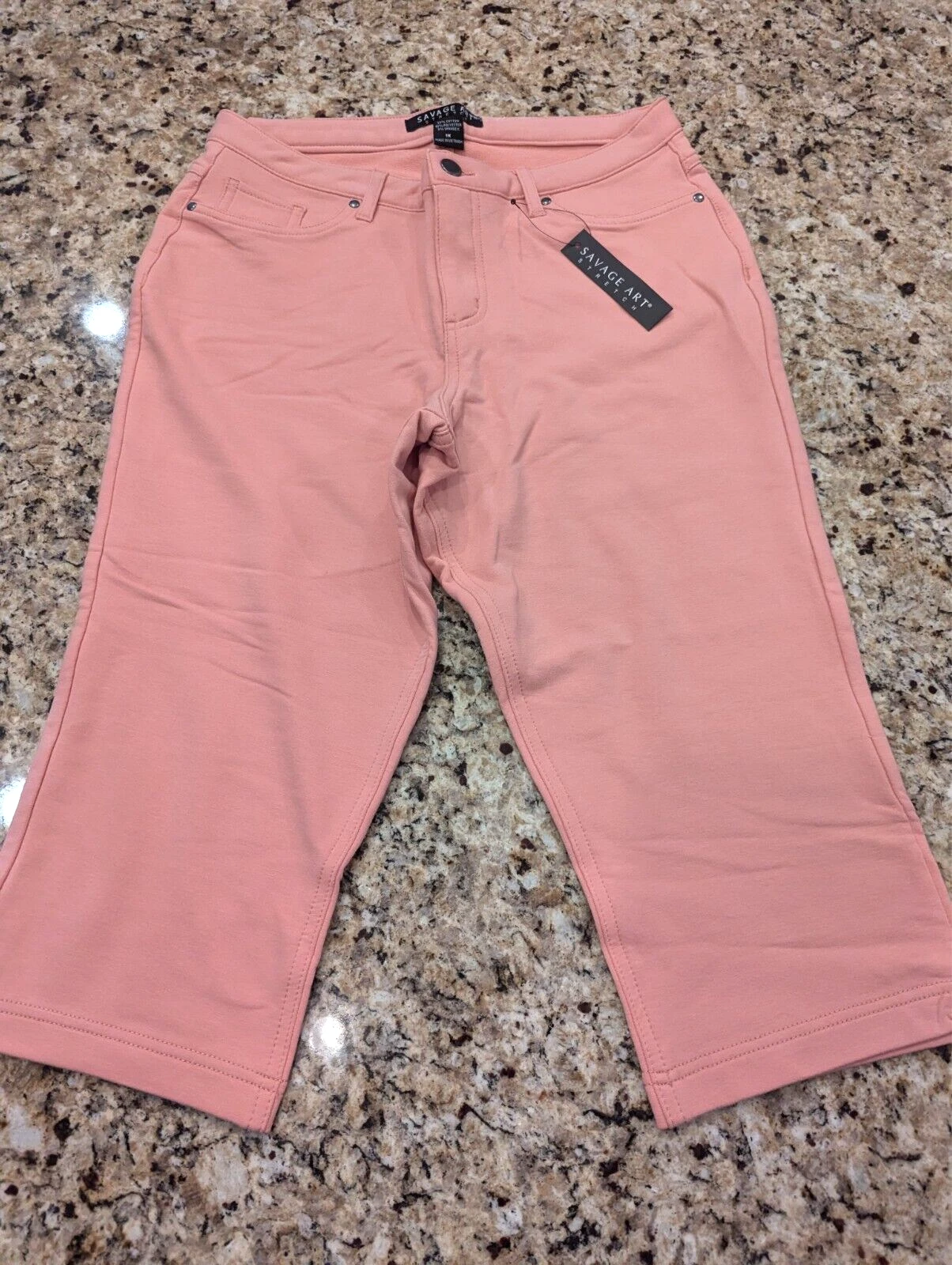 Savage Art Women's Stretch Cuffed Capri Pants Rose Pink size 1X