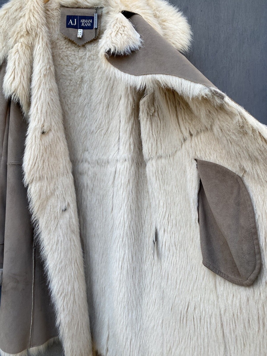 Armani Jeans ベージュ ファーコート Armani Jeans Faux Fur Jacket - Etsy