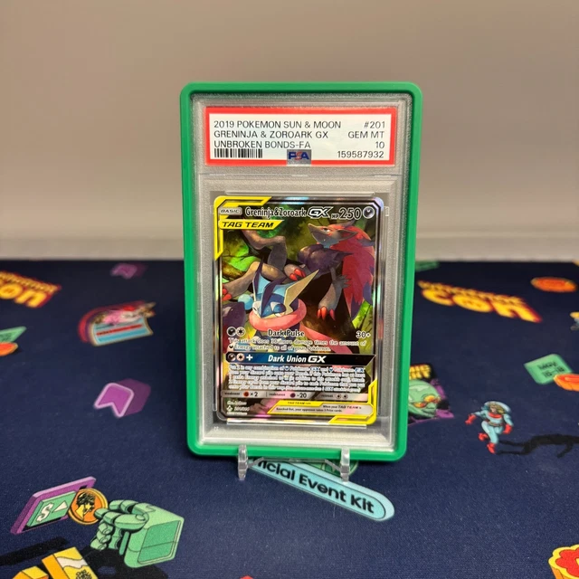 Pokemon PSA 10 Greninja & Zoroark GX Alt Art 201/214 Unbroken Bonds 2019