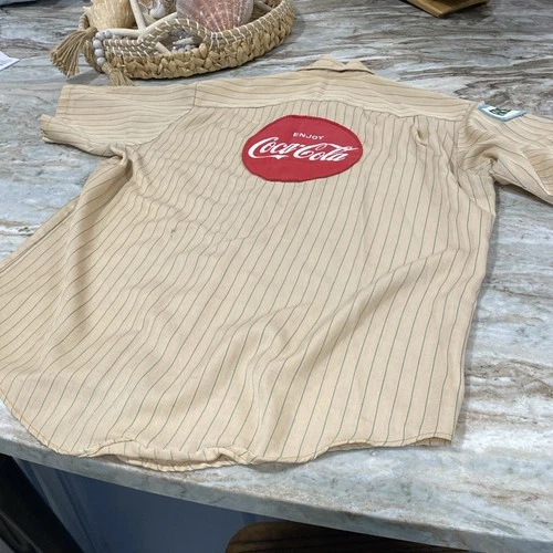 VINTAGE 1940' 1950's COCA-COLA Delivery Driver Work Uniform Green Stripes Fresca