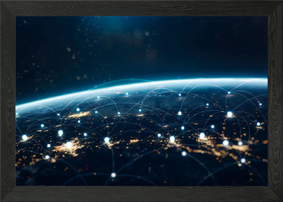 Global Network Connection from Spac Gerahmtes Wandbild Poster Leinwanddruck Bild
