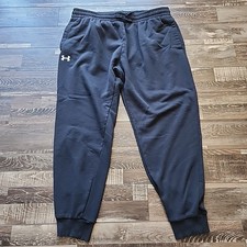 Under Armour Sweatpants Mens 2XL Black Fleece Lined Straight Leg Drawstring