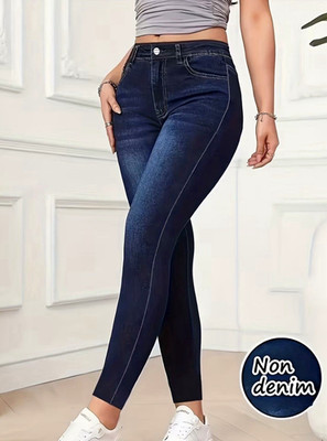 Damen Jeggings Leggings Dunkelblau Non-Denim Jeans-Look S M L XL XXL