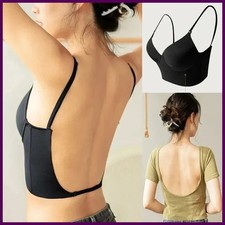 Women Invisible Deep U Plunge Backless Strapless Push-Up Bra