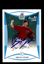 Signed Baseball Card Auto Bryan Shaw 2008 Bowman #BDPP44 Diamondbacks