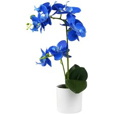 Elegante Blaue Orchideen-Kunstblumen im Weißen Topf - Wartungsfreie Dekoration