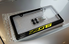 Yellow Z06 Corvette Premium Carbon Fiber License Plate Frame For C6 C7 Yellow Z06 Corvette Premium Carbon Fiber License Plate Frame For C6 C7