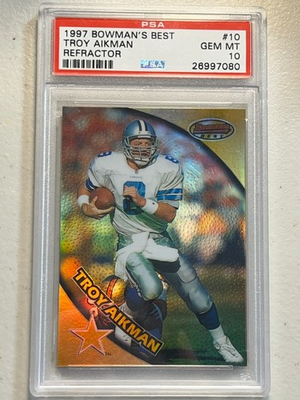#ad Troy Aikman PSA 10 Pop 2 1997 Bowman#x27;s Best Refractor #10 Cowboys Gem Mint $299.99