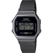 Orologio CASIO A168WEMB-1BDF Acciaio Nero Mesh Chrono Alarm Unisex VINTAGE