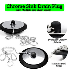 Sink Plug Chrome and Rubber Universal Drain Cover Bath Plug Kitchen Washroom UK