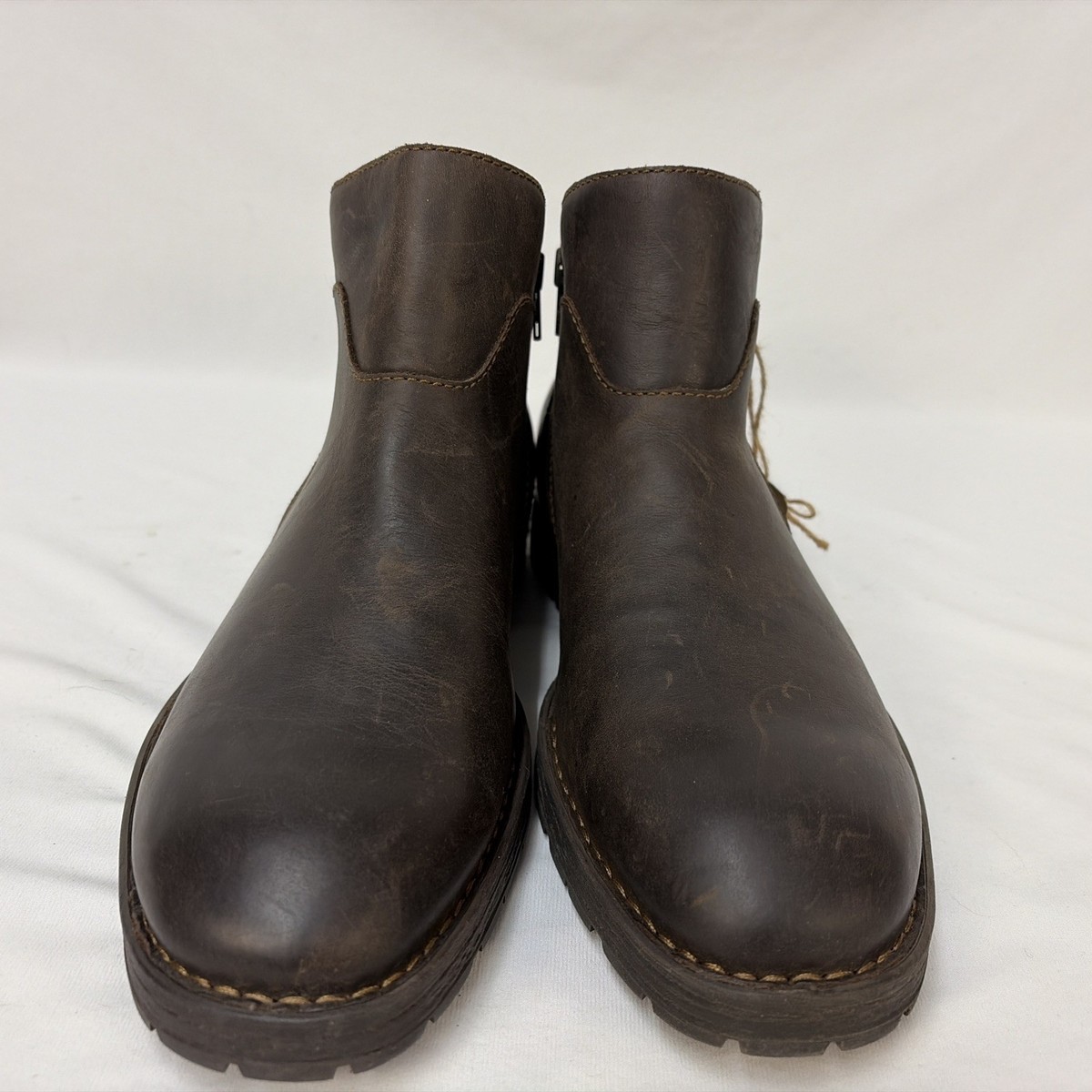 NEW BORN LUDO DISTRESSED BROWN LEATHER ANKLE BIKER MOTO ZIP 