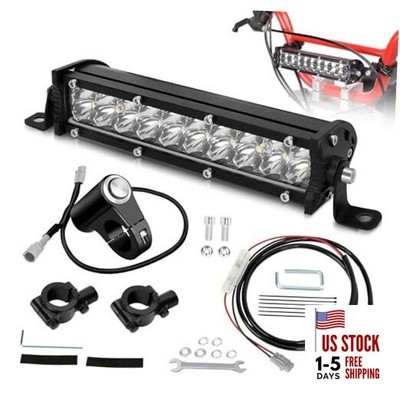 Universal Motorcycle LED Light Bar & Waterproof Headlight Switch Kit for 