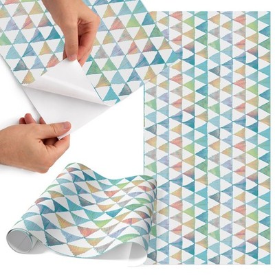 Möbelfolie Frei Zuschneiden Geometrische Dreiecke In Blau Und Grün 50x100