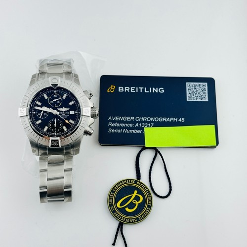 #63 Breitling 45mm Avenger Chronograph Steel Mens Watch A13317 🔥⌚️