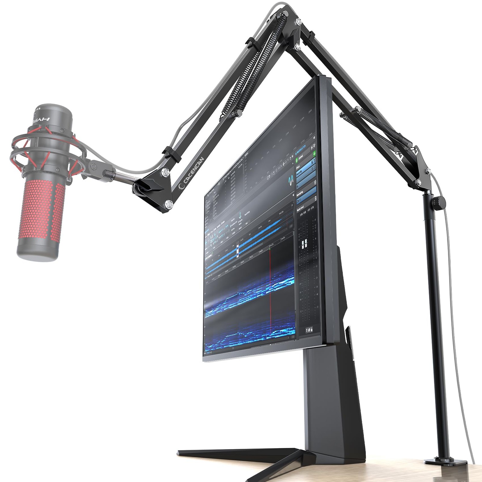 360 Rotatable Boom Arm Microphone Stand Desk Mount Foldable Mic 3/8 To 5/8