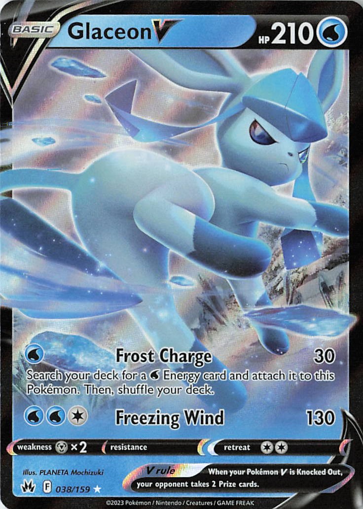Glaceon V Ultra Rare Crown Zenith 038/159 NM Holo