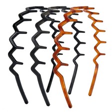 Zig Zag Headbands with Teeth for Women, 3-Pack M-Type PC Plastic Dual-Style V...