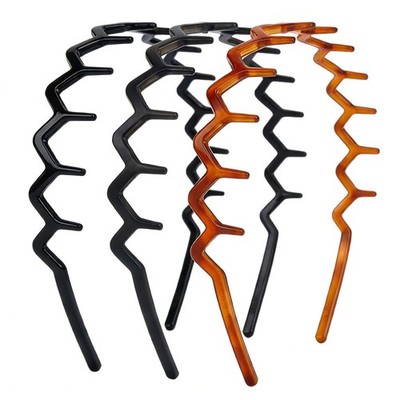 Zig Zag Headbands with Teeth for Women, 3-Pack M-Type PC Plastic Dual-Style V...