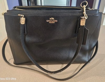 Coach Christie Purse Large Black Handles Shoulder Strap Used Condition 