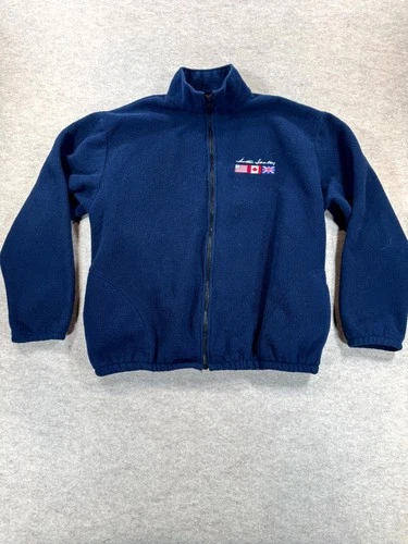 Auburn Sportswear Fleece Jacket Mens Blue Austin Healey Script Flags Full Zip - product listing photo