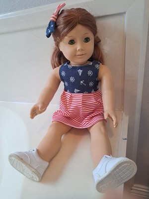 Pleasant  Company 18  Doll Light Brown Hair Green  Eyes Patriotic  Costume 1990-