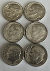 Silver Roosevelt Dimes Lot Of 6. Ungraded & Uncertified. Mix Dates