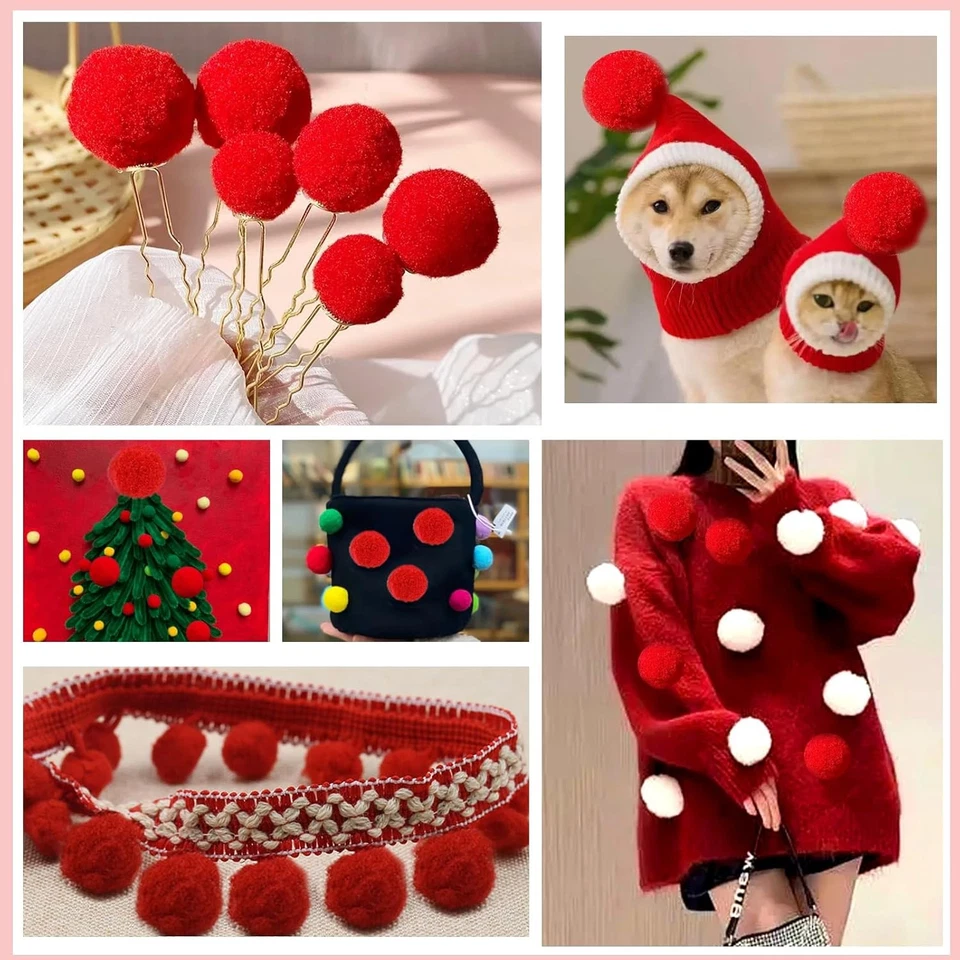 30 pompones rojos de 2 pulgadas para manualidades hágalo usted mismo, decoración del hogar Foto 4 de 4