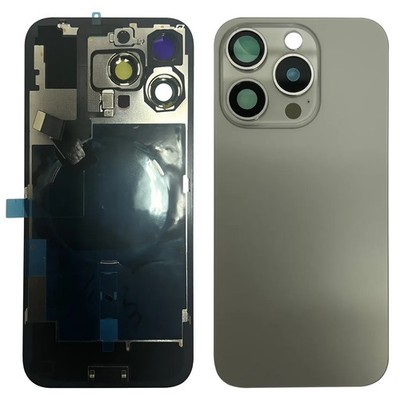 Natural Titanium iPhone 16 Pro Max Back Glass Replacement Magnetic with Logo